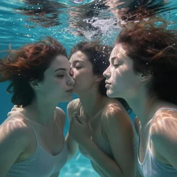 under water pretty women, water light scattering, underwater photography, high details, 8 k, realistic shot, cinematic lighting