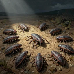 tardigrades moshpit in style of vilhelm hammershoi