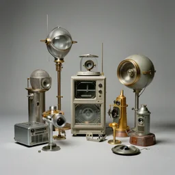 knolling photography of sci - fi vintage objects