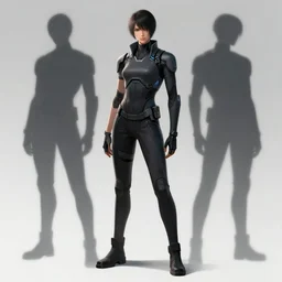 concept art medium shot full body poor cyberpunk character, by shinji aramaki, by christopher balaskas, by krenz cushart