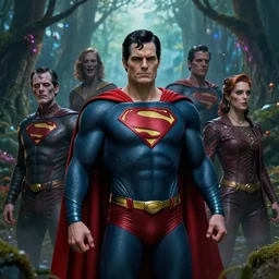 5 5 mm portrait photo of a undead superman in a magical forest. magical atmosphere. art by greg rutkowski and luis royo. highly detailed 8 k. intricate. lifelike. soft light. nikon d 8 5 0.