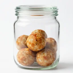 pizza balls inside a jar of glass