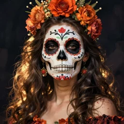 illustration of a sugar skull day of the dead girl, art by michelangelo