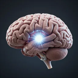 a huge ever growing pulsating brain that rules from the centre of the underworld, hyperrealism, h. u. d, holograph, 8 k, highly detailed, cyberpunk, octane render, volume light, sci - fi, psychedelic