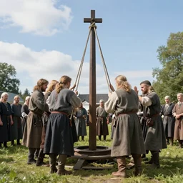 photo of old swedish sacrifice ritual, 4k