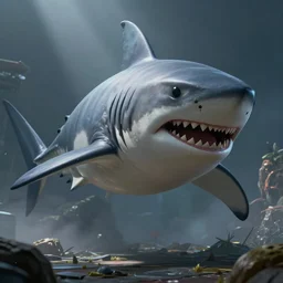 the lurker shark from jak and daxter the precusor legacy, giant, in game screenshot