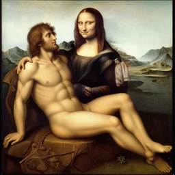 the fall of man by davinci. leonardo da vinci style.