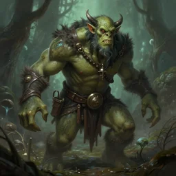 mugglug, summoner of the swamp orcs, highly detailed, digital painting, artstation, smooth, hard focus, illustration, art by artgerm and greg rutkowski and alphonse mucha
