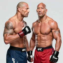 dwayne the rock johnson fighting in the ufc, 4 k, photorealistic