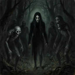 something wicked this way comes, creepy creatures, a dark, spooky atmosphere, lowbrow painting by philip foglio