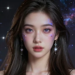 long hair, high detail of the face, cosmic, magical, fantasy, high detail, high quality, high modernization, very beautiful, hyperrealistic, hypermaximalist,
