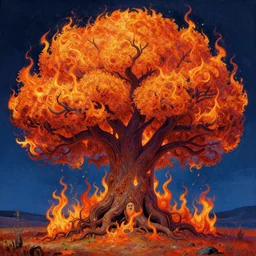 “portrait of a burning bush, intricate artwork by Tooth Wu and wlop and Beeple. vibrant colors”