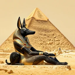 anubis egyptian god egyptian art relaxed in a pyramid