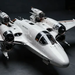 a photorealistic dramatic hyperrealistic full frame render of a sleek futuristic viper spacecraft, x - wing, voyager, milano, ultra realistic details, glossy white metal, black crystal accents, black cockpit windows, weathered surfaces, by hidetaka tenjin, yoh yoshinori, yoji shinkawa, masamune shirow, beautiful dramatic dark moody tones and lighting, cinematic atmosphere, studio lighting, shadows, dark background, octane render, 8 k