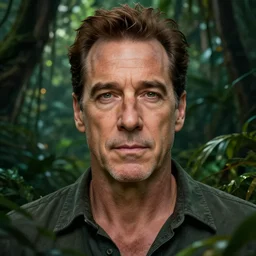 hyperrealistic mixed media image of steve buscemi in a jungle, stunning 3 d render inspired art by xiang duan and thomas eakes, perfect facial symmetry, immaculate complexion, realistic, highly detailed attributes and atmosphere, dim volumetric cinematic lighting, 8 k octane detailed render, post - processing, masterpiece,