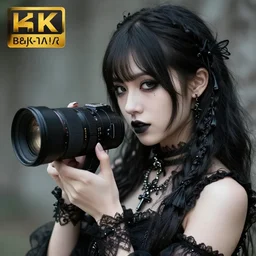 photograph portrait of a goth girl, intricate detail, sigma 85mm f/1.4, 4k, depth of field, high resolution, 4k, 8k, hd