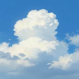 stylized clouds, blue sky by makoto shinkai