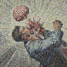 howard hamlin getting shot, head exploding, brain flying, viscera, painting by phil hale, action lines, graphic style, visible brushstrokes, motion blur, blurry