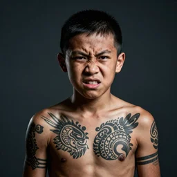 portrait of a maori warrior, 3 0 yo, angry look, tattoos, dark background, studio light, hdr, nikon 3 5 mm f / 1. 8 g, by sebastiao salgado