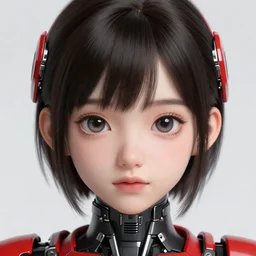 A cyborg girl with big and cute eyes, fine-face, realistic shaded perfect face, fine details. red and black robotic parts. Very anime. Realistic shaded lighting poster by Ilya Kuvshinov katsuhiro, magali villeneuve, artgerm, Jeremy Lipkin and Michael Garmash, Rob Rey and Kentarõ Miura style, trending on art station