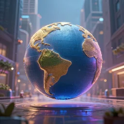 a ball in middle of the city, overdetailed art, magic