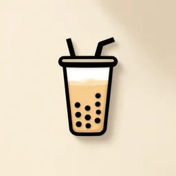 a modern logo for a boba milktea brand, graphic design, symbol, icon