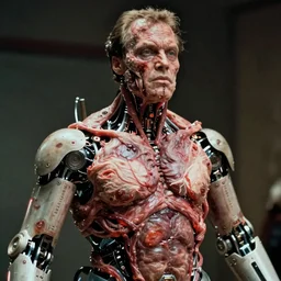ted cruz body horror directed by david cronenberg, cybernetics, bloated flesh, cinestill 8 0 0 t, 1 9 8 0 s movie still, film grain