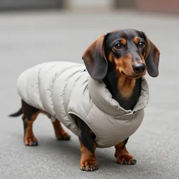 Picture of a Dachshund wearing a tuffle coat, HD