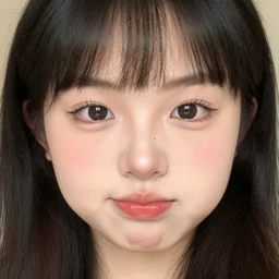mix of round and heart shaped face, cute small chin