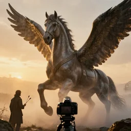 wide - shot | dslr | madison beer | as a valkyrie warrior | giant winged horse | detailed face | rain | raytracing!!! | arrows | sunset | smoke | ethereal | golden hour | by victor nizovtsev, john blanche, werner herzog | fantasy | highly detailed | north mythology | realism | film | cinematic 4 k |