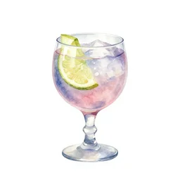 watercolor gin and tonic in a short glass on a blank white background, illustration, vector art
