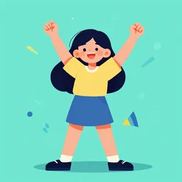 super excited young girl, vector graphic, illustration, adobe illustrator,