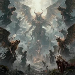 heaven being populated by angelic demons, rising from the depths of hell, realistic, beautiful texture, beautiful graphics, fantasy artwork, very beautiful scenery, hd, hdr, ue 5, ue 6, unreal engine 5, cinematic 4 k wallpaper, 8 k, ultra detailed, by popular digital, details, beautiful image ever created, high resolution