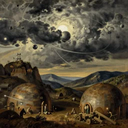 the atomic age, detailed illustration surrealism by dariusz klimczak pieter bruegel
