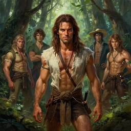 A beautiful digital painting of tarzan in the mirkwood forrest looking at the camera by Stanley Artgerm Lau, frank frazetta, Rossdraws, James Jean, gerald brom, Andrei Riabovitchev, Marc Simonetti, and Sakimichan, trending on artstation