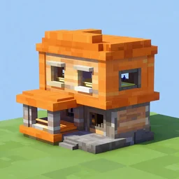 a orange voxel style villa in the metaverse