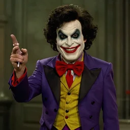 bob ross as the riddler from batman arkham asylum, still from the movie, 8k, photograph