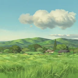 bland landscape background wide angle shot parallax by studio ghibli