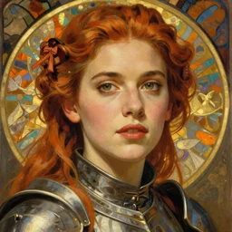 head and shoulders portrait of a female knight, jedi, young scarlett johansson, star wars, by alphonse mucha, face detail, art nouveau painting