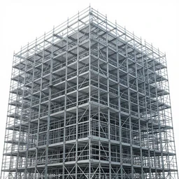 massive ultra realistic structure built out of metal scaffolding,