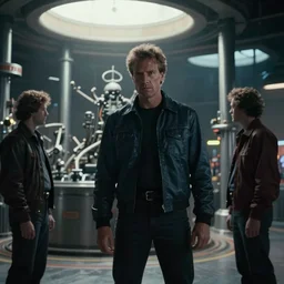 Terminator film scene, atmospheric light, terminator factory, 1980s cinematography, still from the film - 640