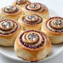 cinnamon rolls made entirely out of gemstones, high clarity, marquis cut