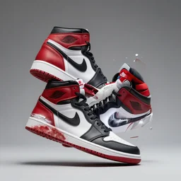 nike jordan sneakers soar in the sky and collapse, sharp focus, artstation, 4 k, long shot, art