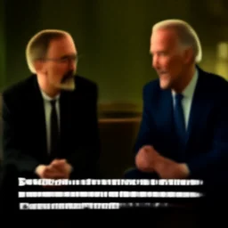 “Very photorealistic screenshot of Joe Biden and Walter White meeting in an episode of Breaking Bad, atmospheric lighting, award-winning”