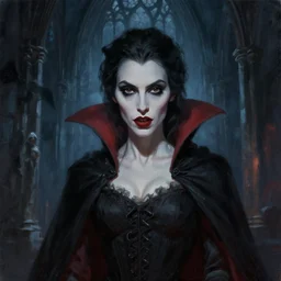 a portrait digital painting of mary elizabeth winstead as a vampire in a gothic cathedral at night, gloomy, horror, painted by artgerm and alphonse mucha and ross tran.