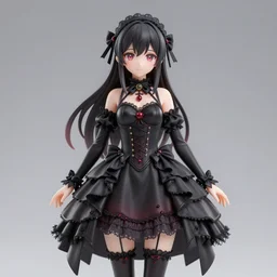 Anime girl figure in gothic dress, unreal engine, highly detailed.