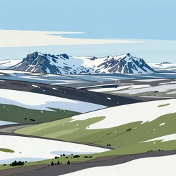 beautiful icelandic landscape, illustration, concept art, pixiv, art by wlop and greg rutkowski and makoto shinkai and studio ghibli and kyoto animation, vivid, colorful, cel - shaded, blackoutlines