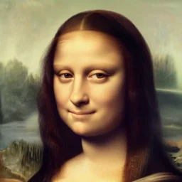 photo fashion model face as the mona lisa face selfie