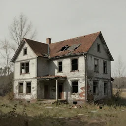 matte painting of abandoned house by carl spitzweg