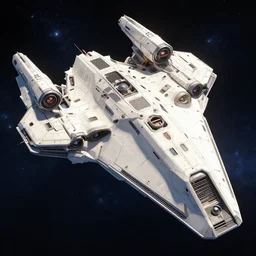 epic professional digital art of angular pale white starship with many complex modules, starfield background, hamish frater, jim burns, wayne barlowe, unreal engine 6 maya render, octane, hd, 4 k
